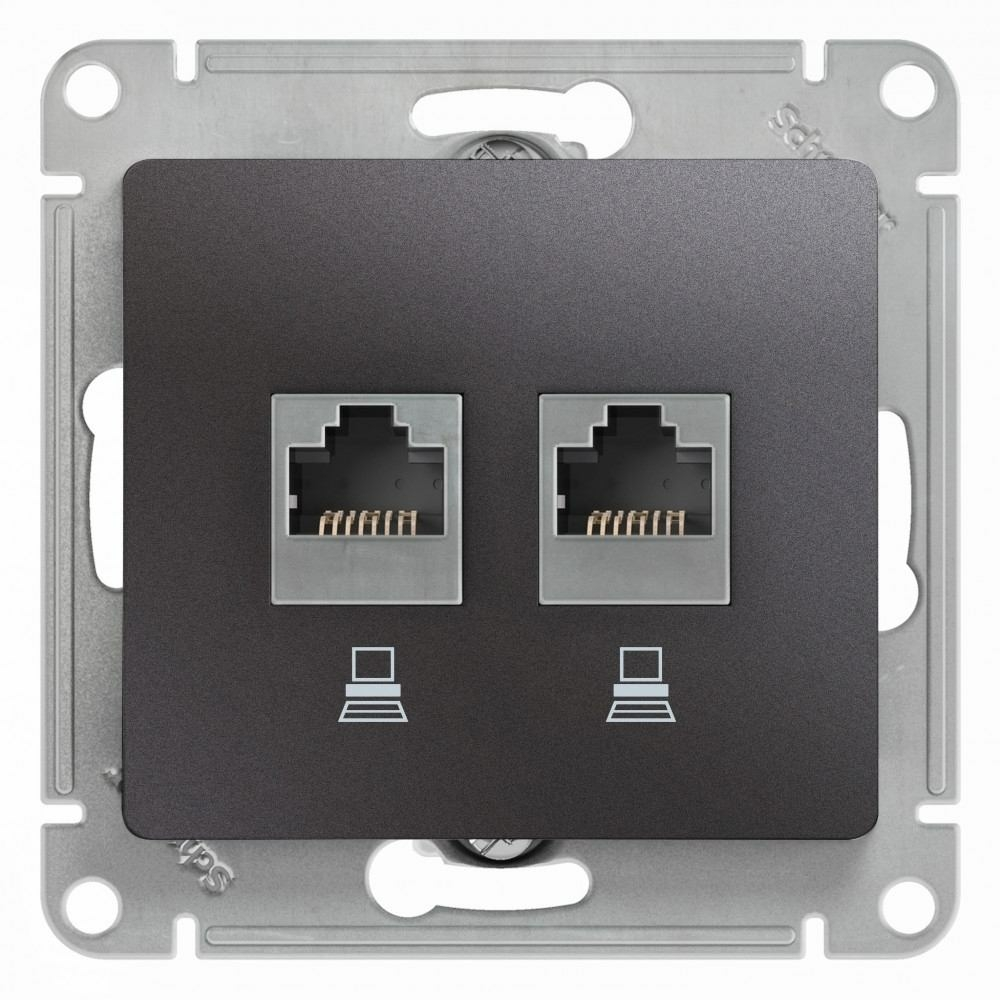 Изображение товара Розетка двойная компьютерная RJ45+RJ45 Schneider Electric Glossa, графит GSL001385KK