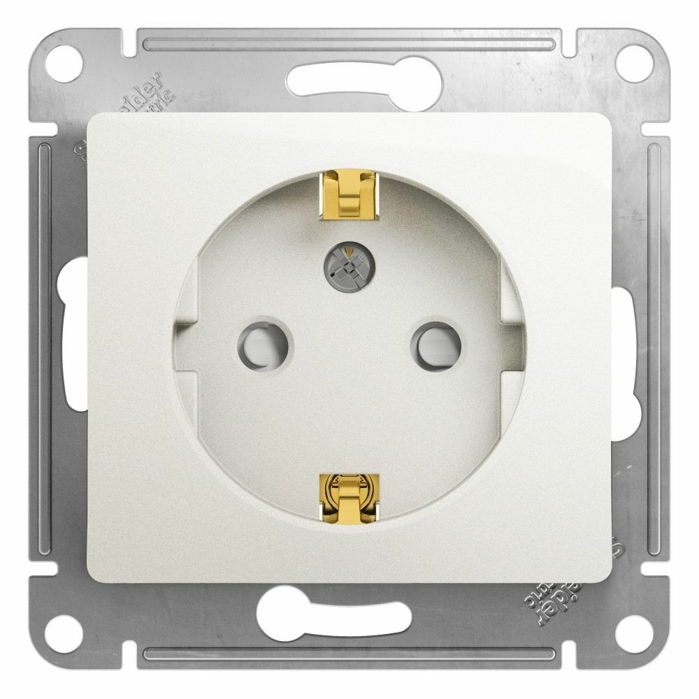 Изображение товара Розетка с заземлением со шторками, перламутр Schneider Electric Glossa GSL000645