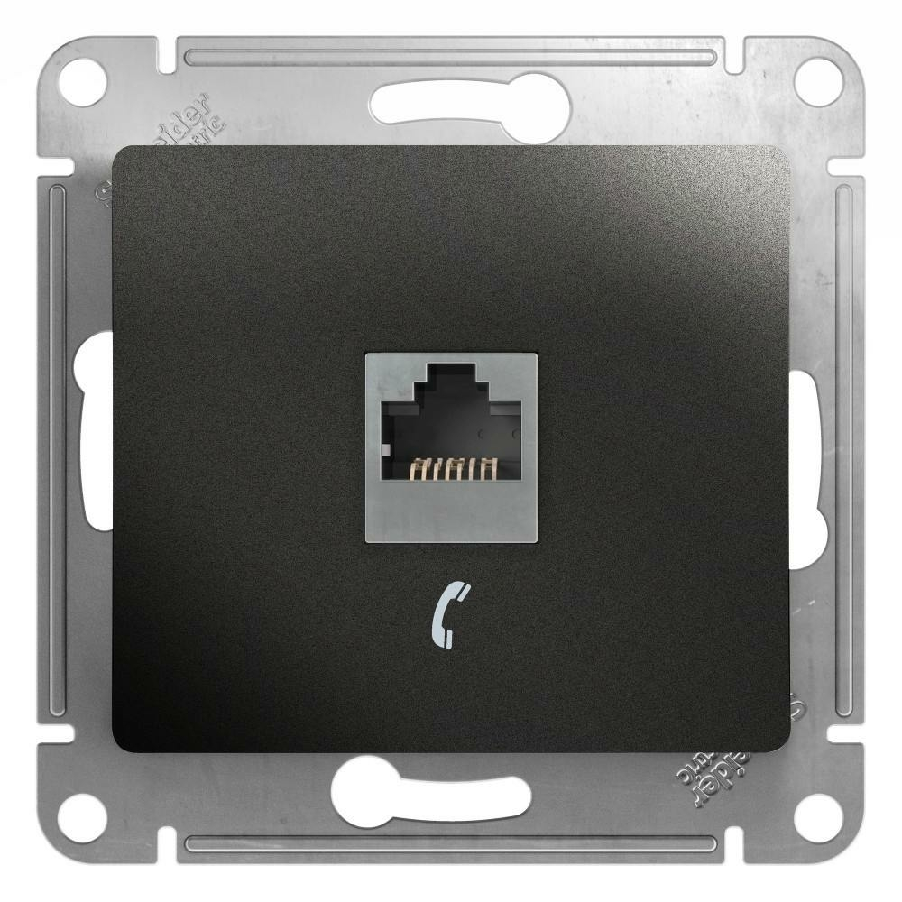 Изображение товара Розетка телефонная RJ11, антрацит Schneider Electric Glossa GSL000781T