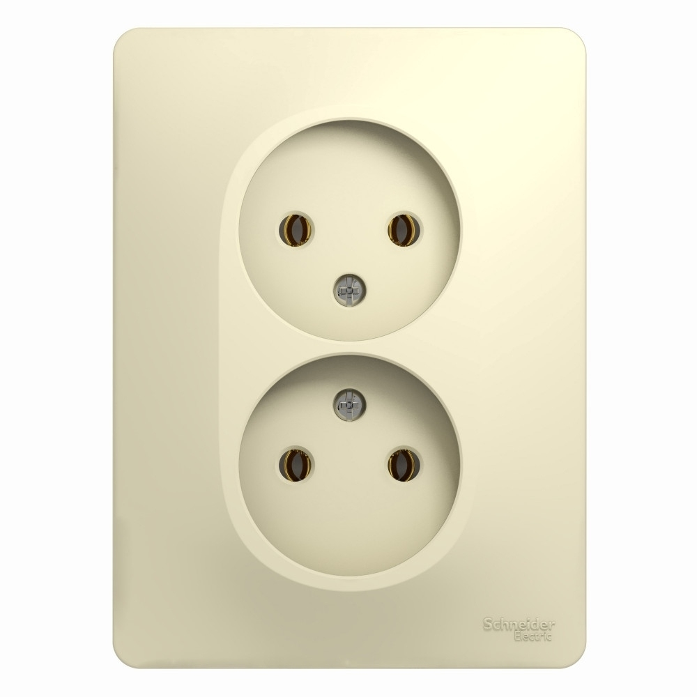 Изображение товара Розетка двойная без заземления 16А Schneider Electric Glossa, бежевый GSL000220