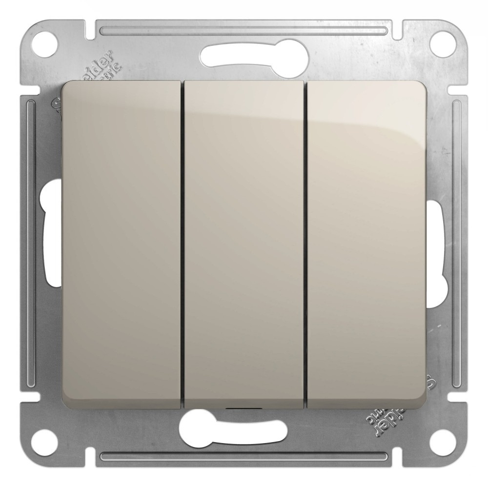 Изображение товара Выключатель 3-клавишный схема 1+1+1 10AX механизм Schneider Electric Glossa, молочный GSL000931