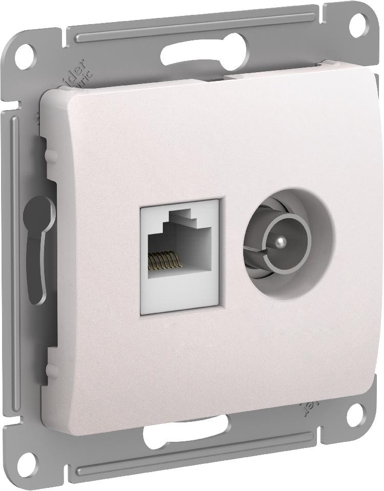 Изображение товара Розетка двойная ТВ + компьютерная RJ45 Schneider Electric Glossa, перламутр GSL000689