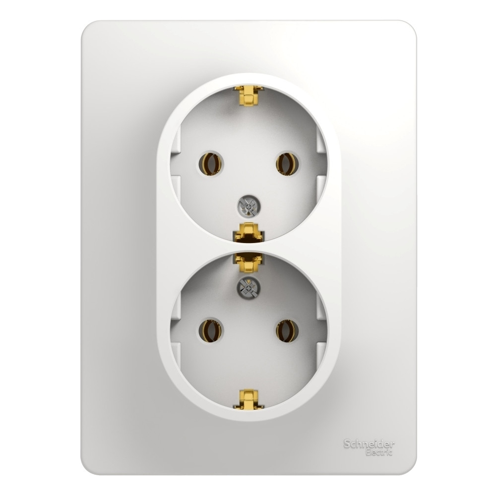 Изображение товара Розетка двойная с заземлением в сборе, белый Schneider Electric Glossa GSL000124
