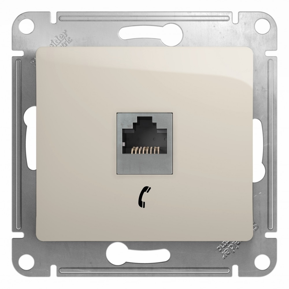 Изображение товара Розетка телефонная RJ11 механизм Schneider Electric Glossa, молочный GSL000981T