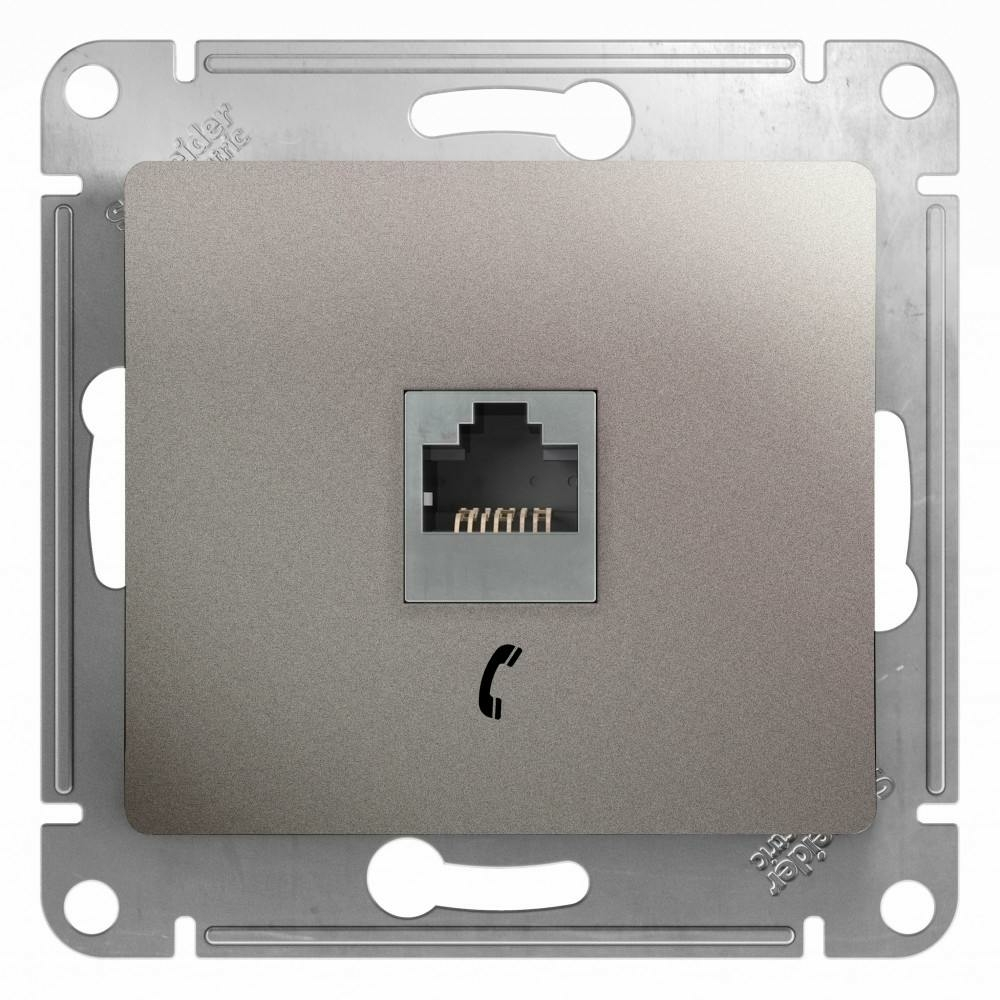 Изображение товара Розетка телефонная RJ11 механизм Schneider Electric Glossa, платина GSL001281T