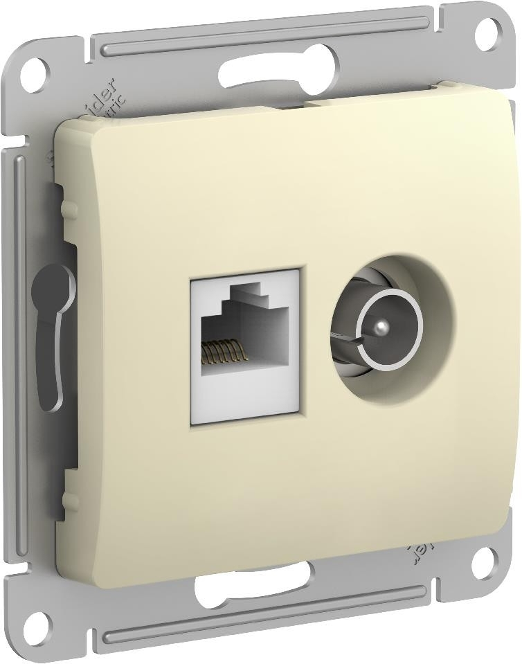 Изображение товара Розетка двойная ТВ + компьютерная RJ45 Schneider Electric Glossa, бежевый GSL000289