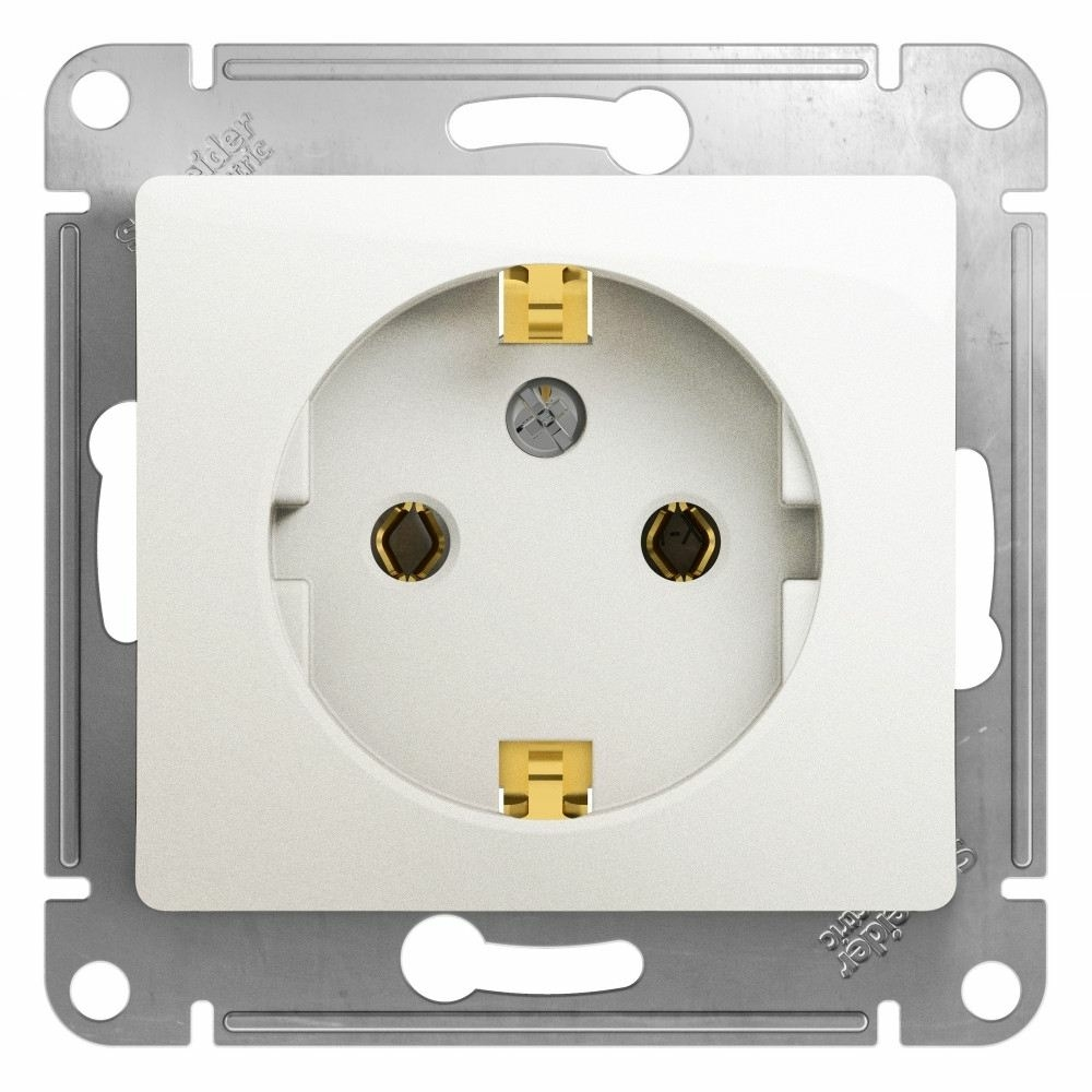 Изображение товара Розетка с заземлением, перламутр Schneider Electric Glossa GSL000643