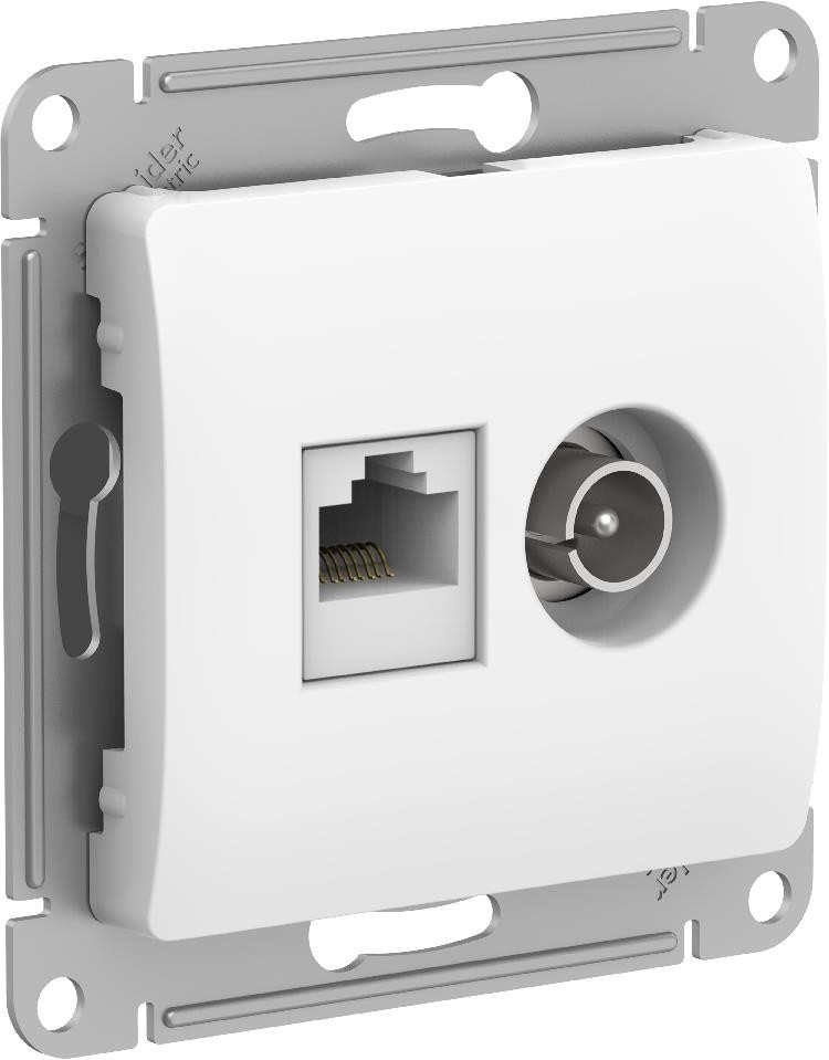 Изображение товара Розетка двойная ТВ + компьютерная RJ45 механизм Schneider Electric Glossa, белый GSL000189