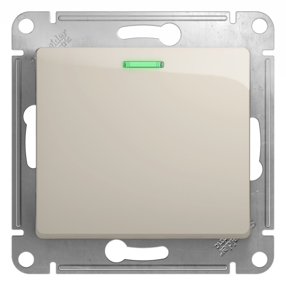 Изображение товара Переключатель 1-клавишный с подсветкой схема 6а 10AX Schneider Electric Glossa, молочный GSL000963