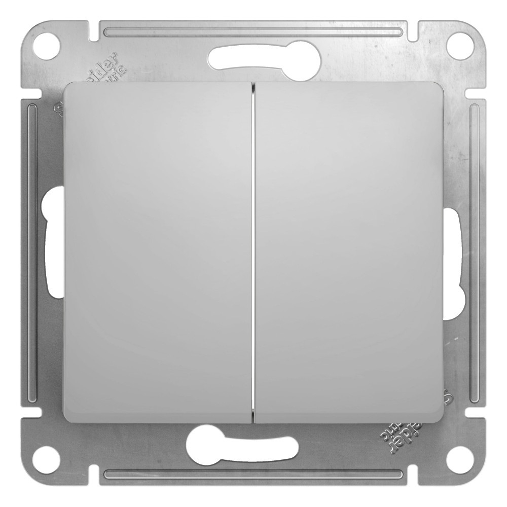 Изображение товара Выключатель 2 клав сх.5, алюминий Schneider Electric Glossa GSL000351