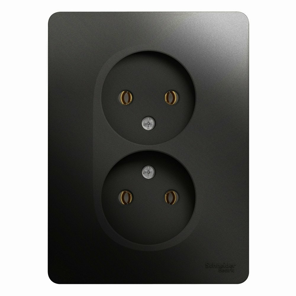 Изображение товара Розетка двойная без заземления 16А Schneider Electric Glossa, антрацит GSL000720