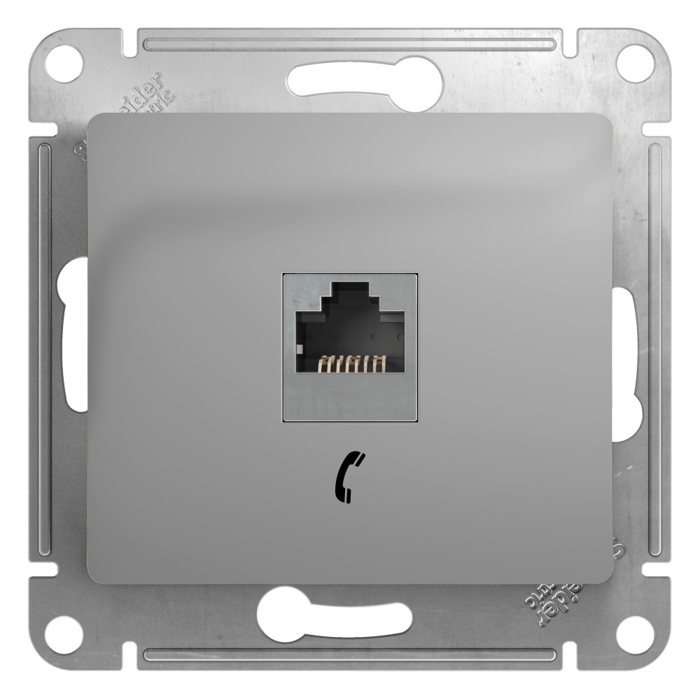 Изображение товара Розетка телефонная RJ11, алюминий Schneider Electric Glossa GSL000381T