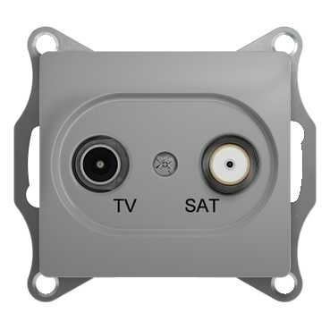 Изображение товара Розетка TV SAT проходная 4dB, алюминий Schneider Electric Glossa GSL000398