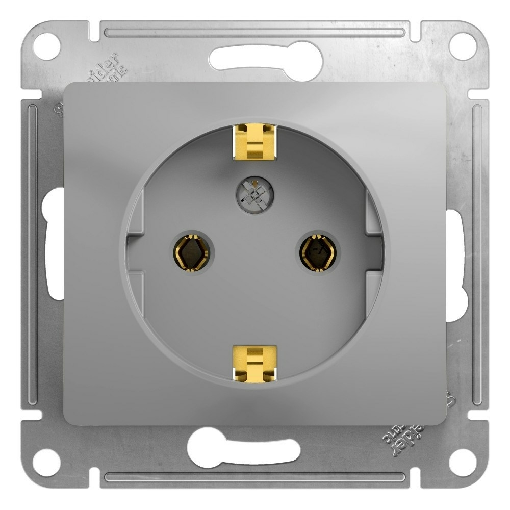 Изображение товара Розетка с заземлением, алюминий Schneider Electric Glossa GSL000343