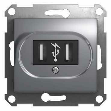 Изображение товара Розетка USB, алюминий Schneider Electric Glossa GSL000332