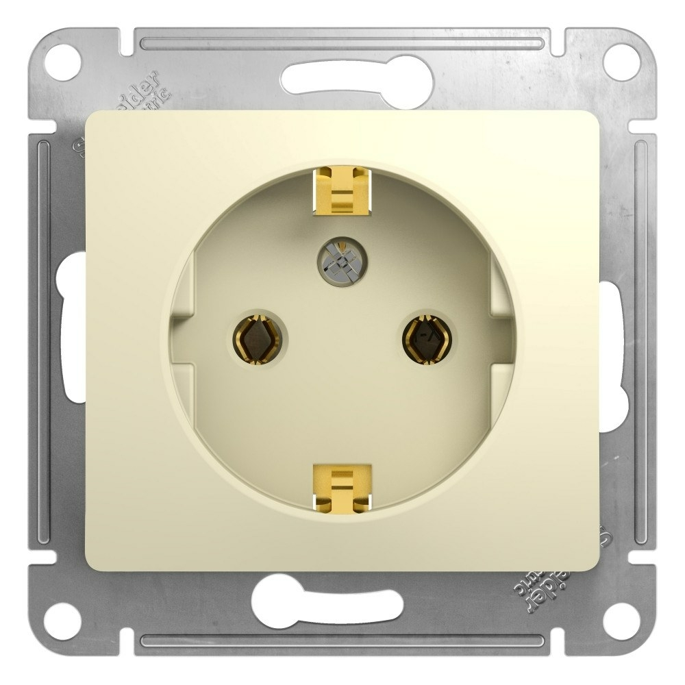 Изображение товара Розетка с заземлением, бежевый Schneider Electric Glossa GSL000243