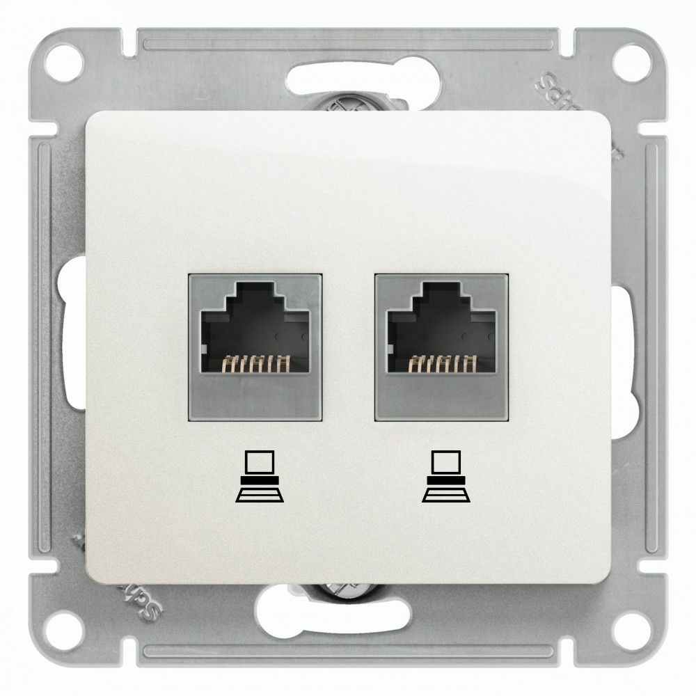 Изображение товара Розетка двойная компьютерная RJ45+RJ45 Schneider Electric Glossa, перламутр GSL000685KK