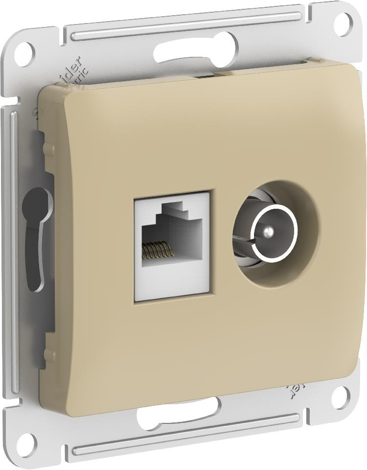 Изображение товара Розетка двойная ТВ + компьютерная RJ45 Schneider Electric Glossa, титан GSL000489