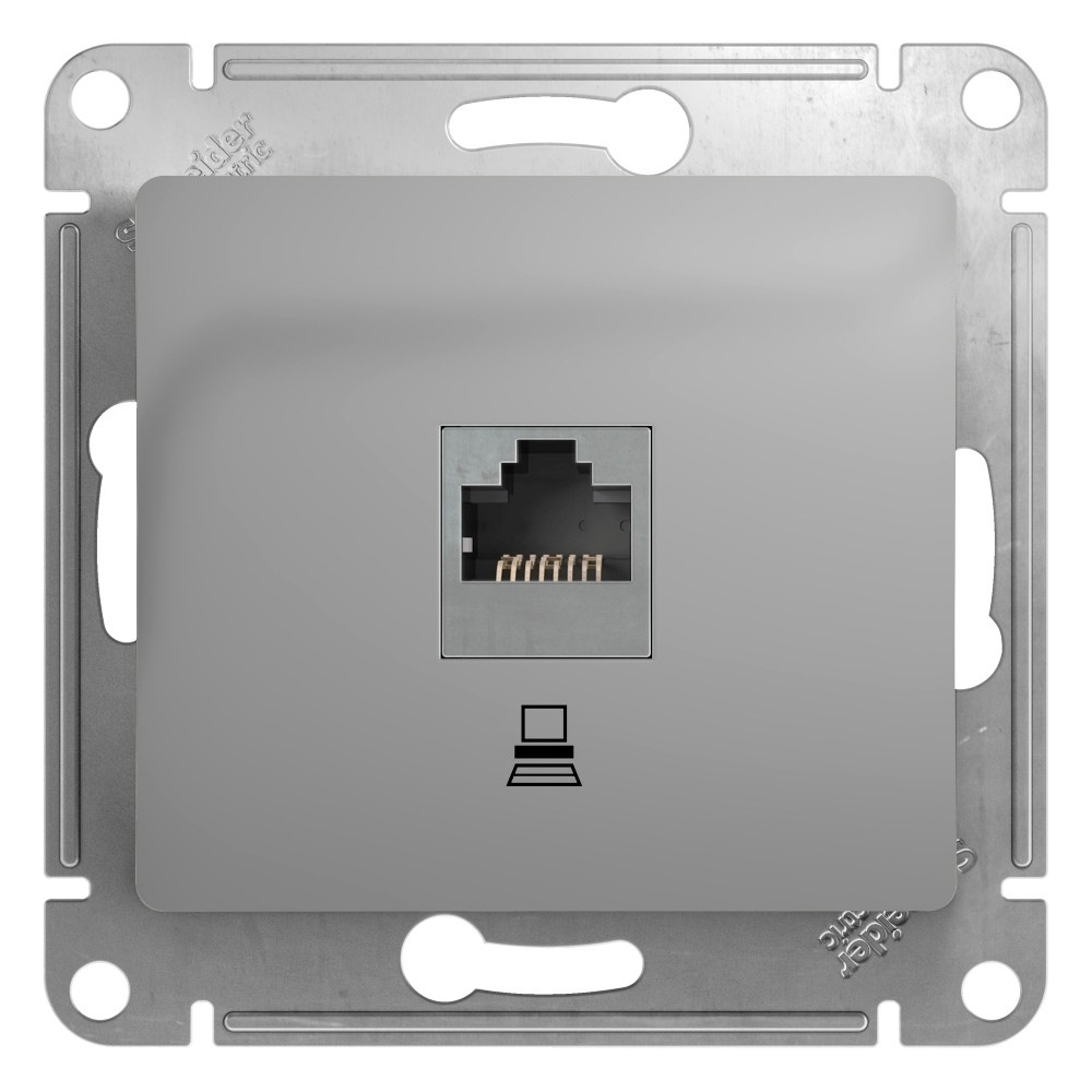 Изображение товара Розетка компьютерная RJ45 кат.5E, алюминий Schneider Electric Glossa GSL000381K