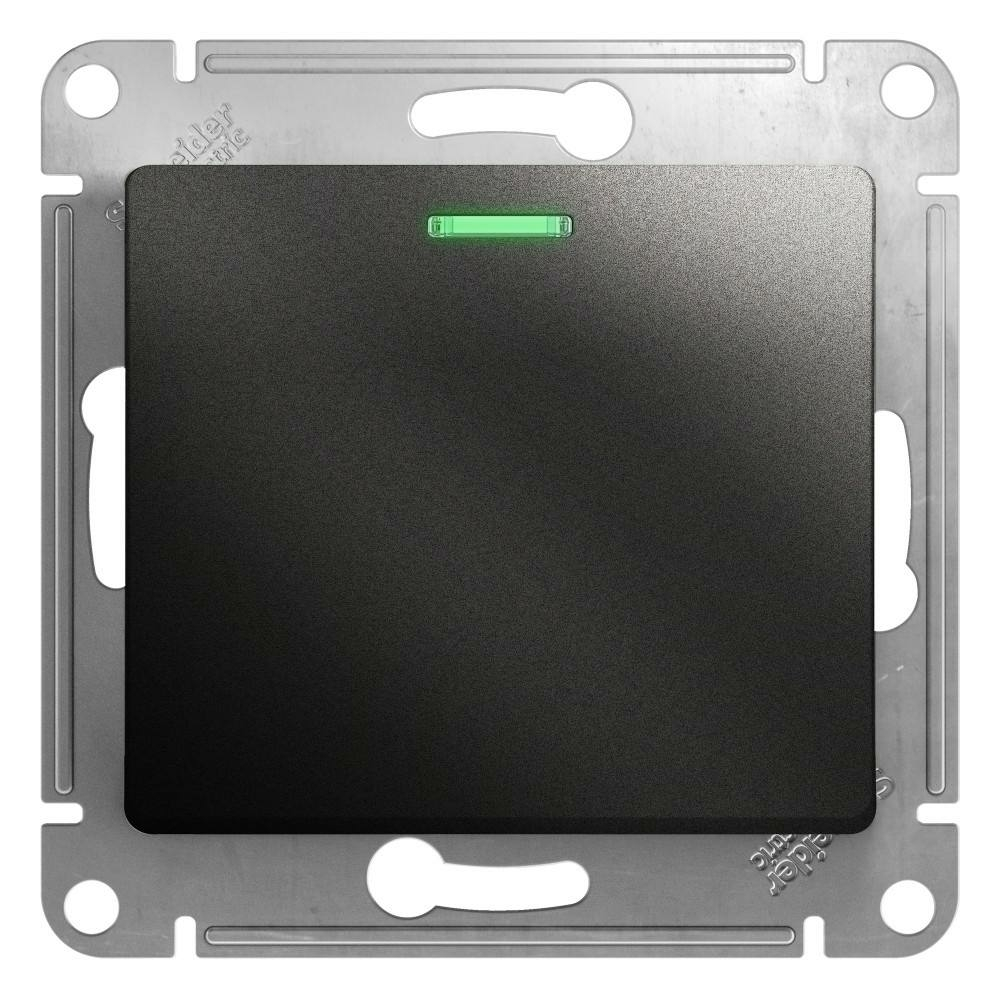 Изображение товара Выключатель 1 клав с подсветкой сх.1а, антрацит Schneider Electric Glossa GSL000713
