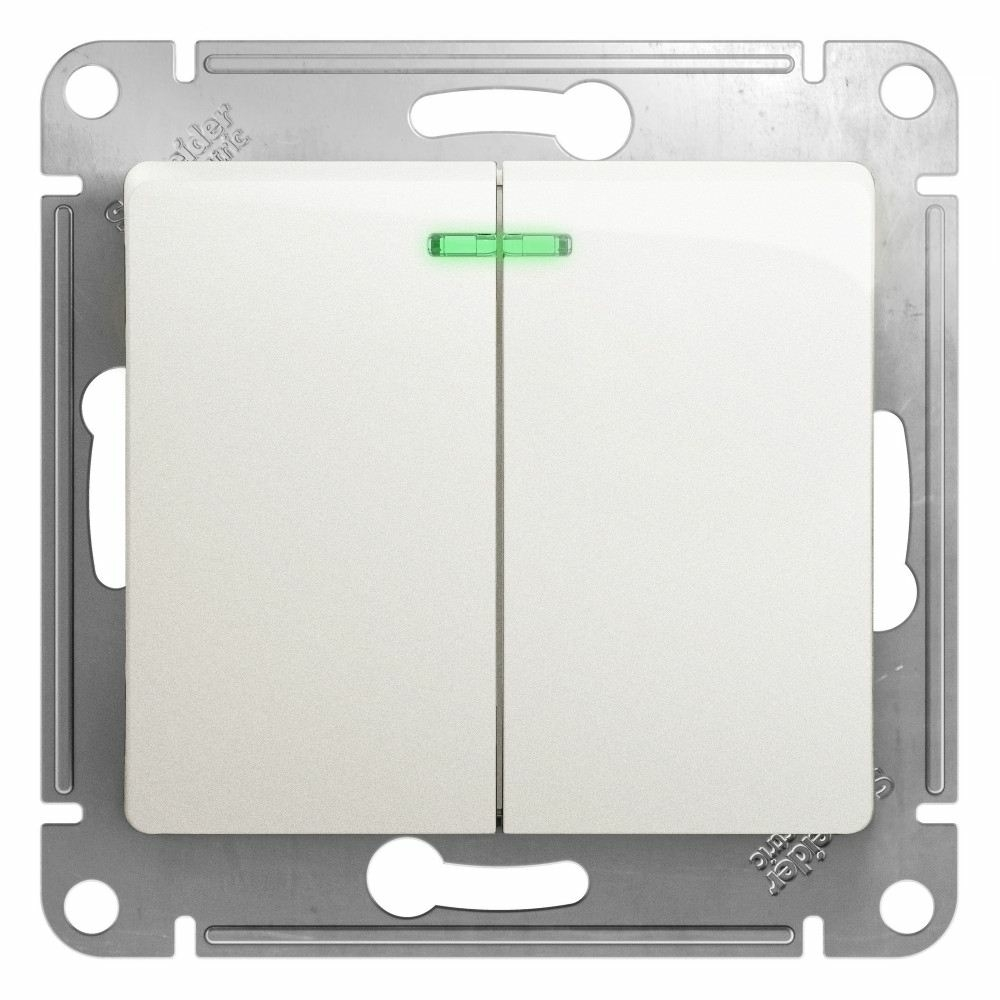 Изображение товара Выключатель 2 клав с подсветкой сх.5а, перламутр Schneider Electric Glossa GSL000653