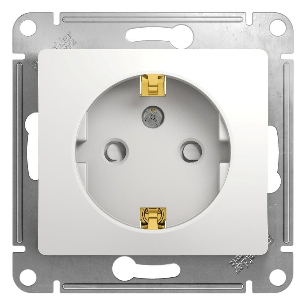 Изображение товара Розетка с заземлением со шторками, белый Schneider Electric Glossa GSL000145