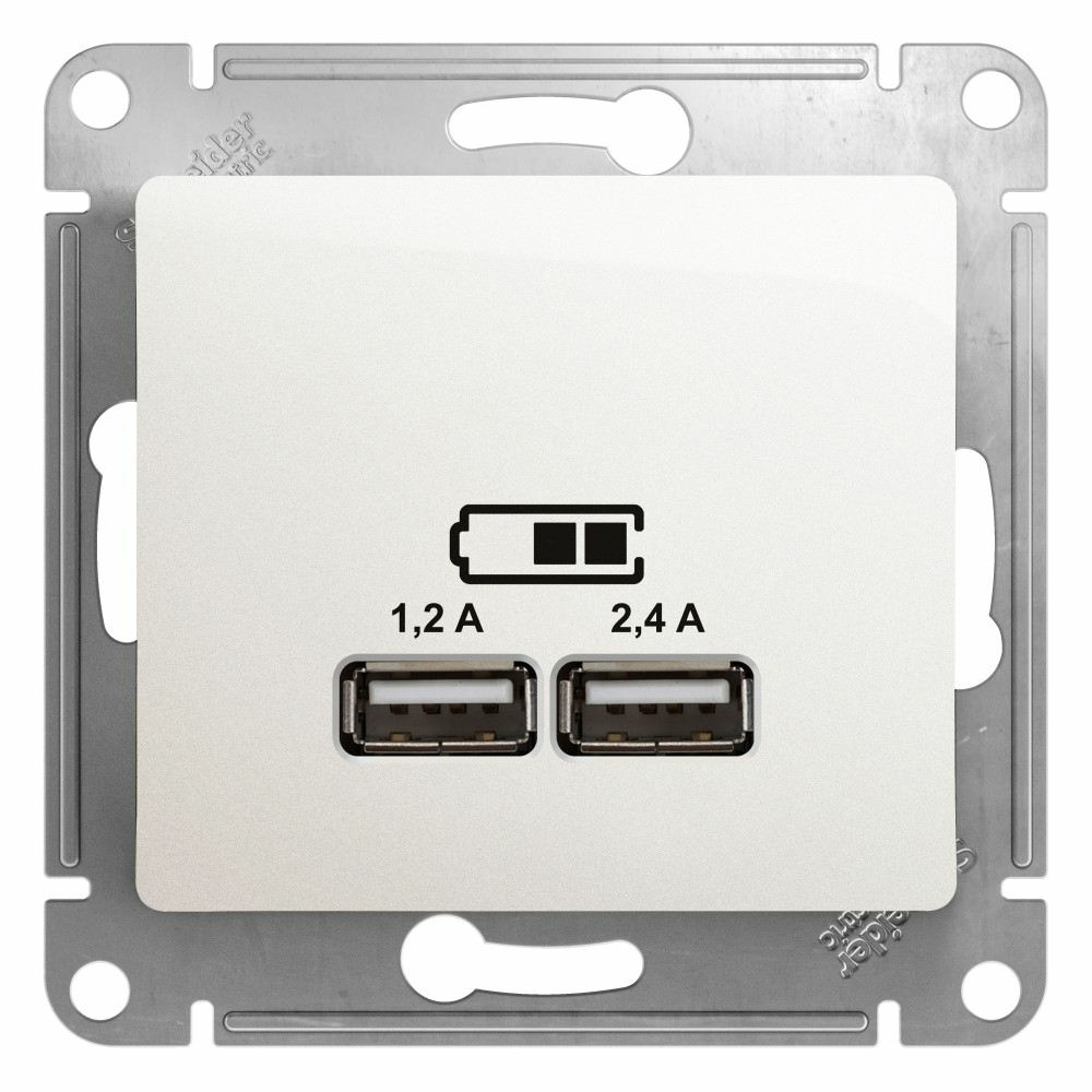 Изображение товара Розетка зарядка usb 2 порта А+С 5V 2,4A GSL000639 Schneider Electric Glossa