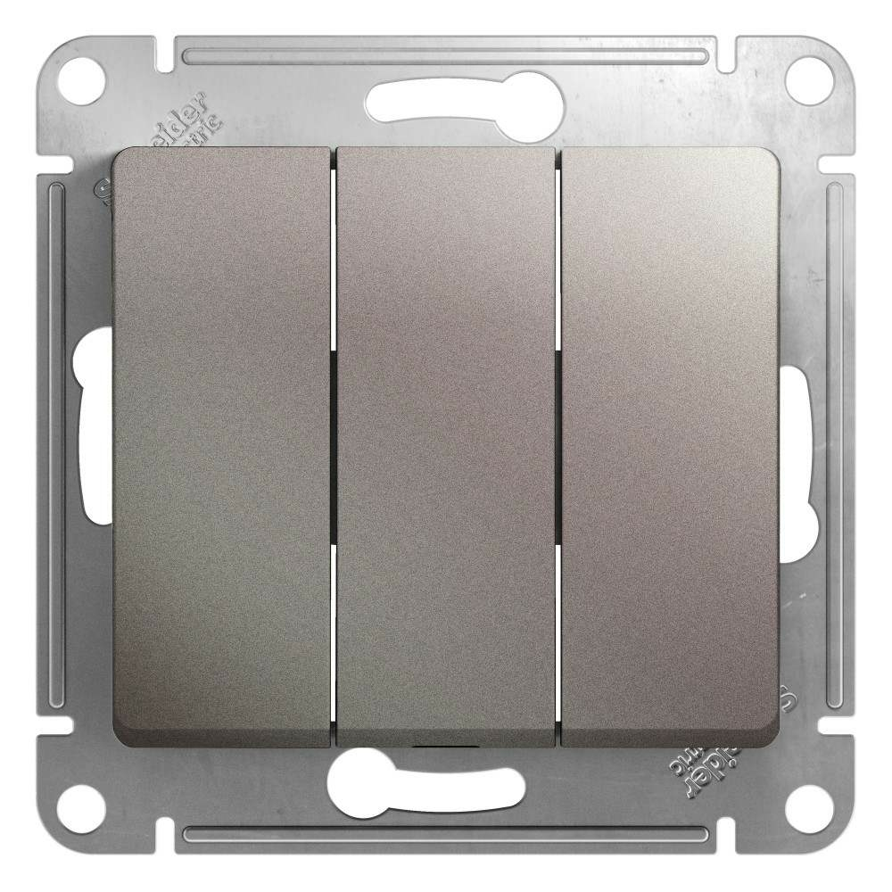 Изображение товара Выключатель 3-клавишный схема 1+1+1 10AX механизм Schneider Electric Glossa, платина GSL001231