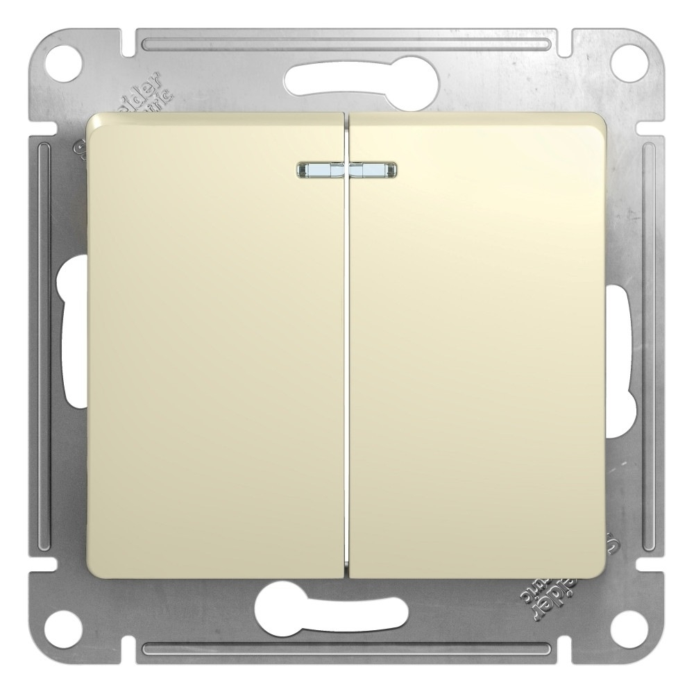 Изображение товара Выключатель 2 клав с подсветкой сх.5а, бежевый Schneider Electric Glossa GSL000253