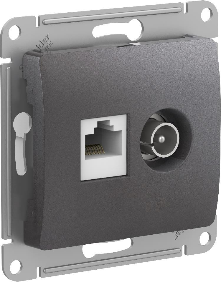 Изображение товара Розетка двойная ТВ + компьютерная RJ45 Schneider Electric Glossa, графит GSL001389