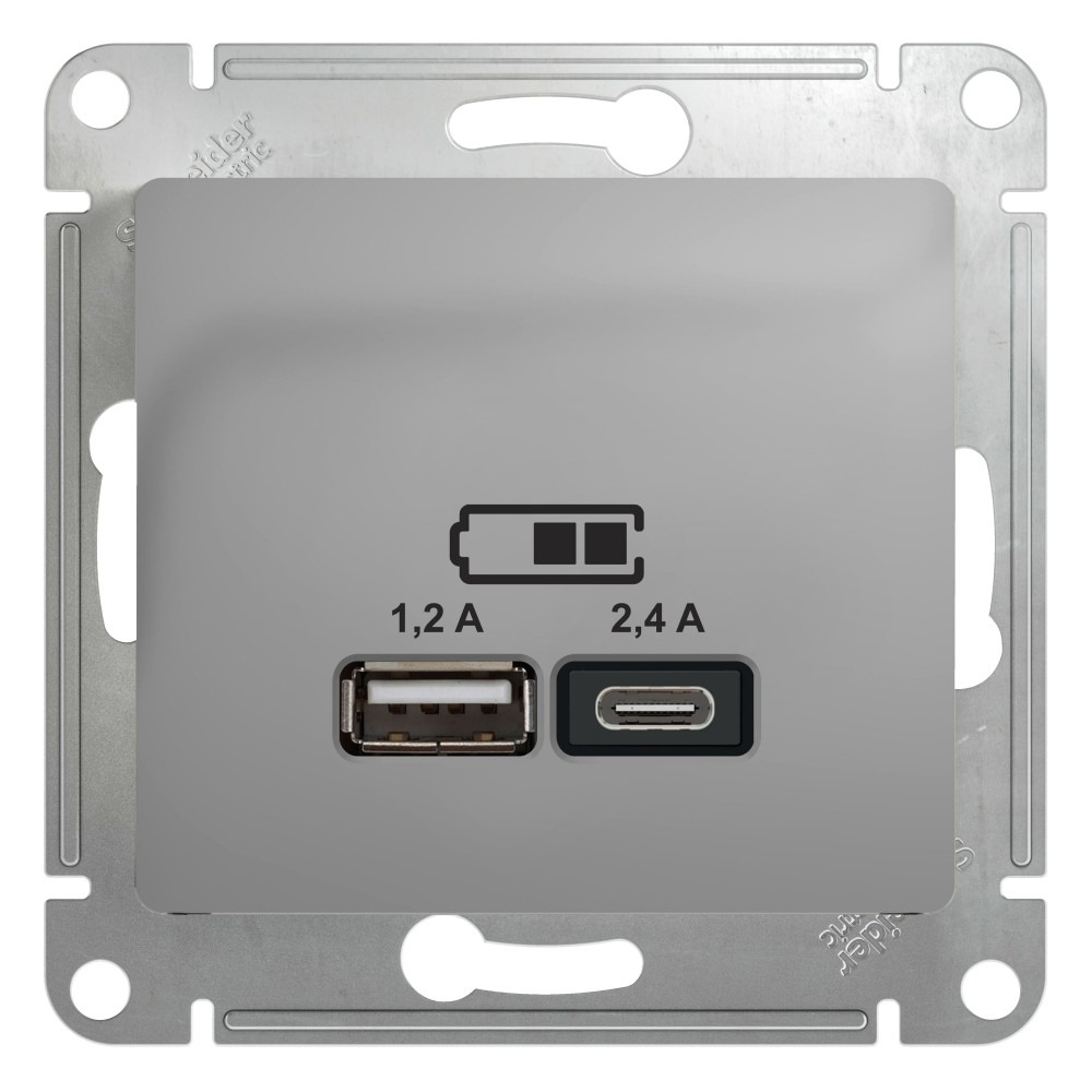 Изображение товара Розетка зарядка usb 2 порта А+С 5V 2,4A GSL000339 Schneider Electric Glossa