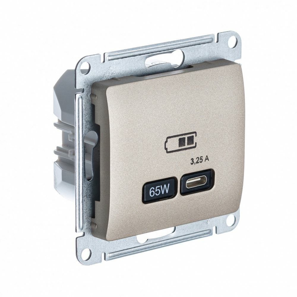Изображение товара USB Розетка тип-C 65W Schneider Electric Glossa высокоскоростная зарядка QC, PD, механизм, ТИТАН
