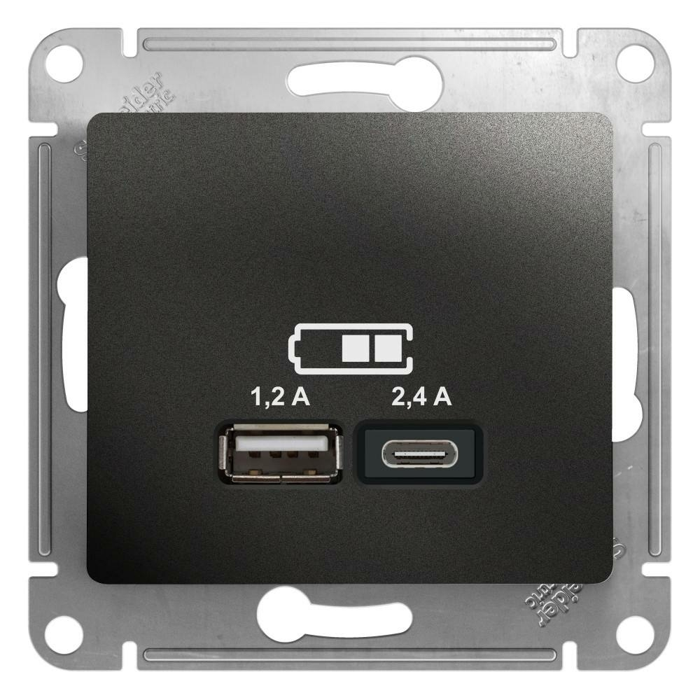 Изображение товара Розетка зарядка usb 2 порта А+С 5V 2,4A GSL000739 Schneider Electric Glossa