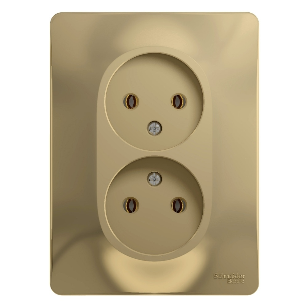 Изображение товара Розетка двойная без заземления 16А Schneider Electric Glossa, титан GSL000420