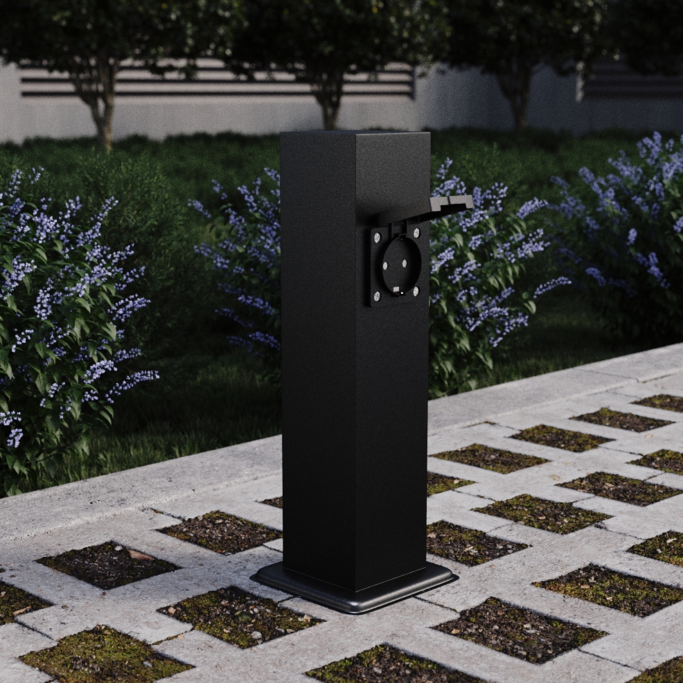 Изображение товара Уличная розетка на столбике SOCKET на 2 поста, чёрный, IP54 3500 W SL9012.405.00 ST Luce