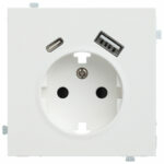 Изображение товара Розетка электрическая с USB A+C, белый сатин, 32137+35637 MW, Rikket