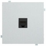 Изображение товара Розетка компьютерная одинарная, cat.6, серебро, 32976+35441 SV+147401 WT, Rikket