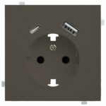 Изображение товара Розетка электрическая с USB A+C, капучино, 32137+35637 CP, Rikket