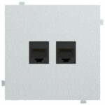 Изображение товара Розетка компьютерная двойная, cat.6, серебро, 32971+35442 SV+2х147401 WT, Rikket