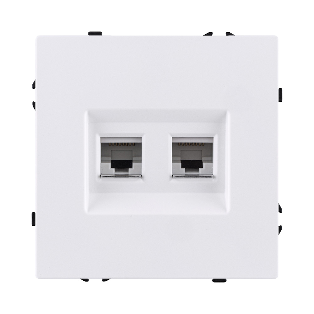 Изображение товара Розетка двойная Ethernet RJ45 Cat.6, белый матовый Kollinger Eclipse EC-018WH