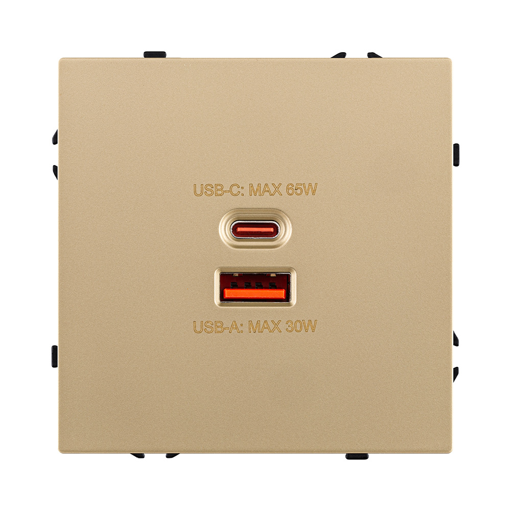 Изображение товара Розетка USB A+C 65W, золотой Kollinger Eclipse EC-024GD