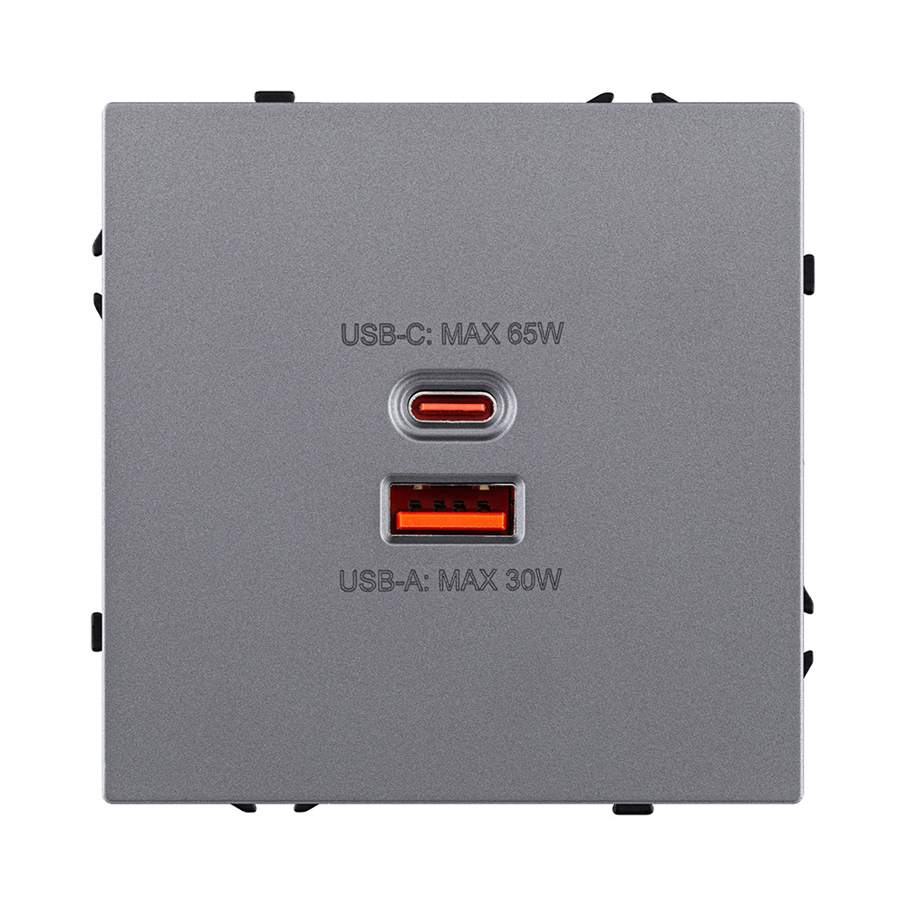 Изображение товара Розетка USB A+C 65W, серый Kollinger Eclipse EC-024GY