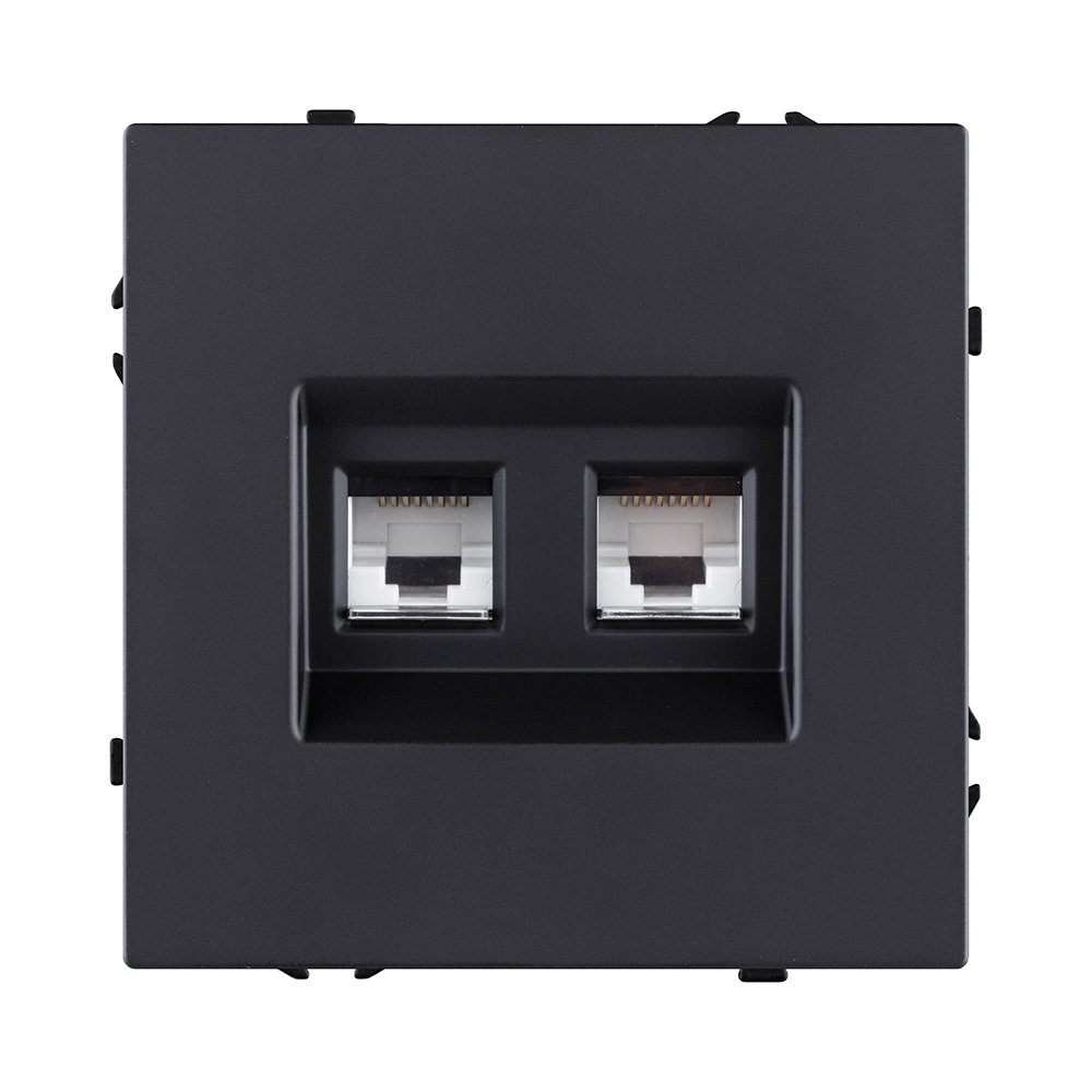 Изображение товара Розетка двойная Ethernet RJ45 Cat.6, чёрный матовый Kollinger Eclipse EC-018BK