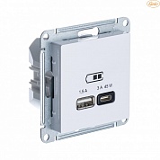 USB розетка A + тип-C 45W высокоскоростная зарядка QC, PD механизм, БЕЛЫЙ