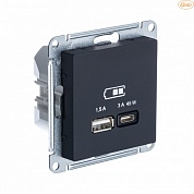 USB розетка A + тип-C 45W высокоскоростная зарядка QC, PD механизм, КАРБОН