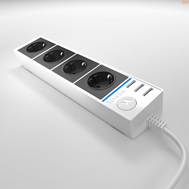 Розеточный блок с USB и удлинителем WL20-04-03 Белый/Черный