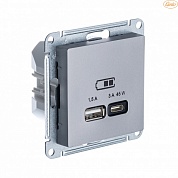 USB розетка A + тип-C 45W высокоскоростная зарядка QC, PD механизм, СТАЛЬ