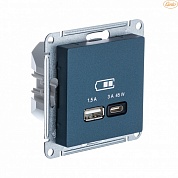 USB розетка A + тип-C 45W высокоскоростная зарядка QC,PD, механизм, ИЗУМРУД