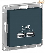 USB розетка , 5В, 1 порт x 2,1 А, 2 порта х 1,05 А,, механизм, ИЗУМРУД