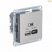 USB Розетка 1A + тип-C 45W высокоскоростная зарядка QC,PD, механизм, ШАМПАНЬ
